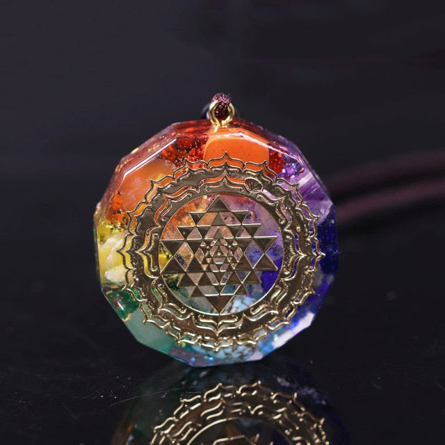 Orgonite Pendant Sri Yantra Necklace Sacred Geometry Chakra Energy Necklace Meditation Jewelry
