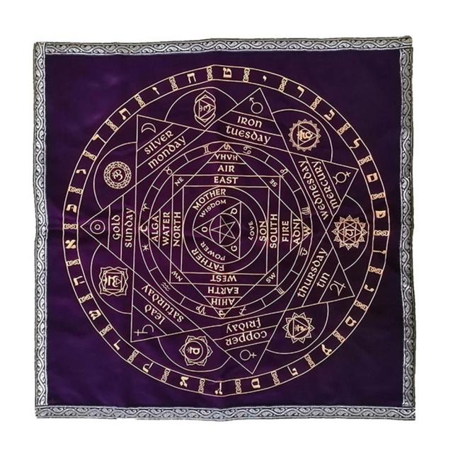58 X 58CM Tarot Table Cloth Charm Table Spiritual Healing Tarot Table Mat Magic Pentacle Runes Tarot Table Cloth Table Cover