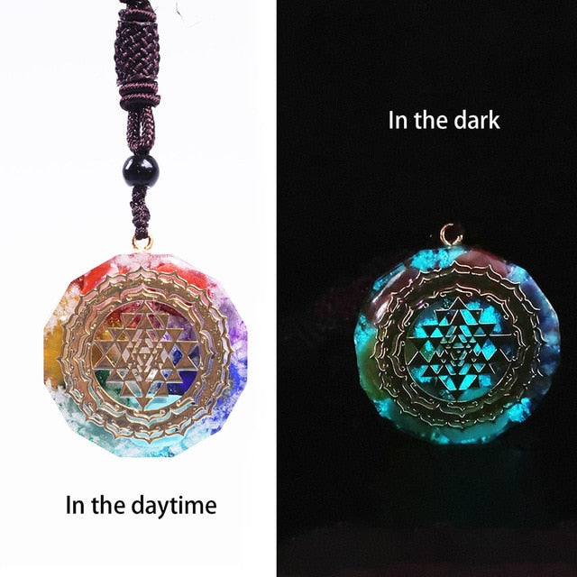 Orgonite Pendant Sri Yantra Necklace Sacred Geometry Chakra Energy Necklace Meditation Jewelry