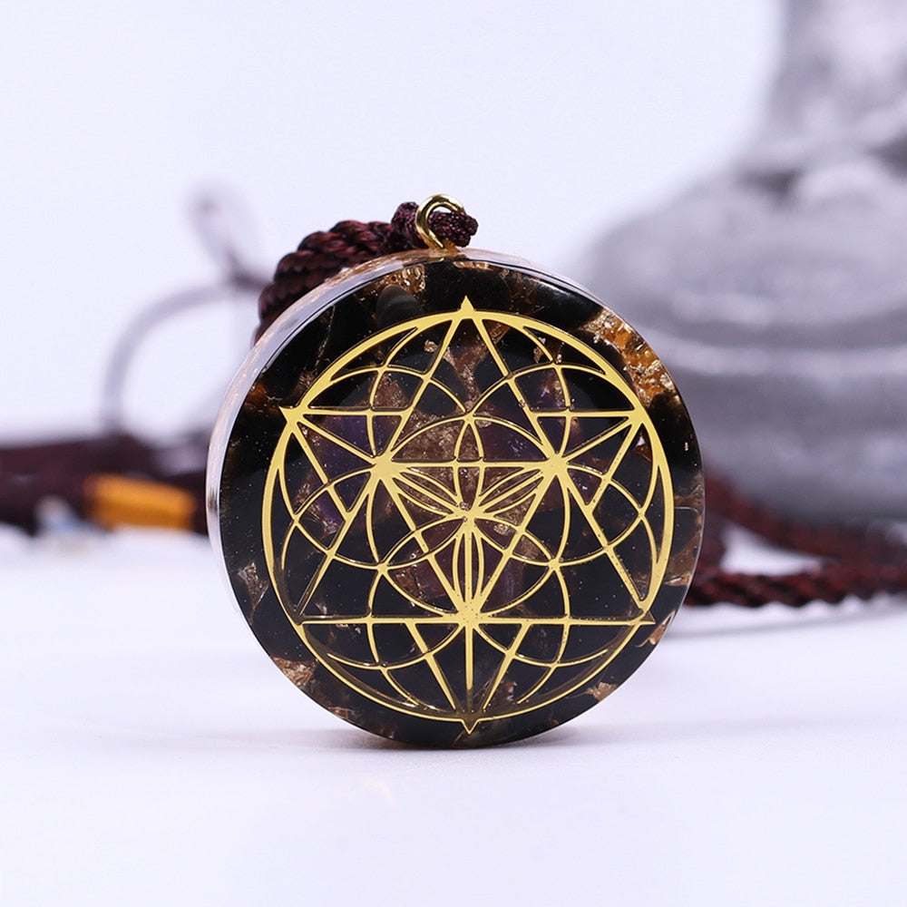Seed of life Ancient Orgon Energy Crystal Pendant Chakra Symbol Orgonite Transport Necklace Natural Stone Reiki Healing